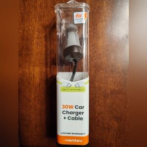 Ventev 30W Car Charger with Cable - Gray And Black
